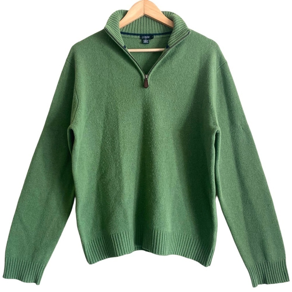 J. CREW Factory Men’s Vintage 100% Lambs Wool Preppy 1/4 Zip Pullover Sweater M - Picture 1 of 10
